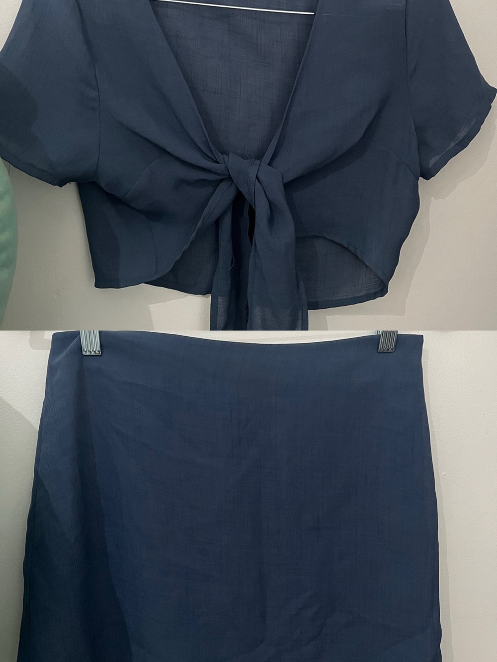 Classic Navy Tie-Front Skirt Set